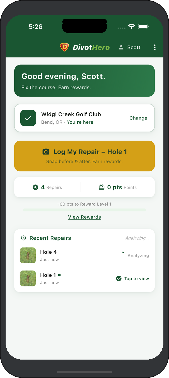 DivotHero app screenshot